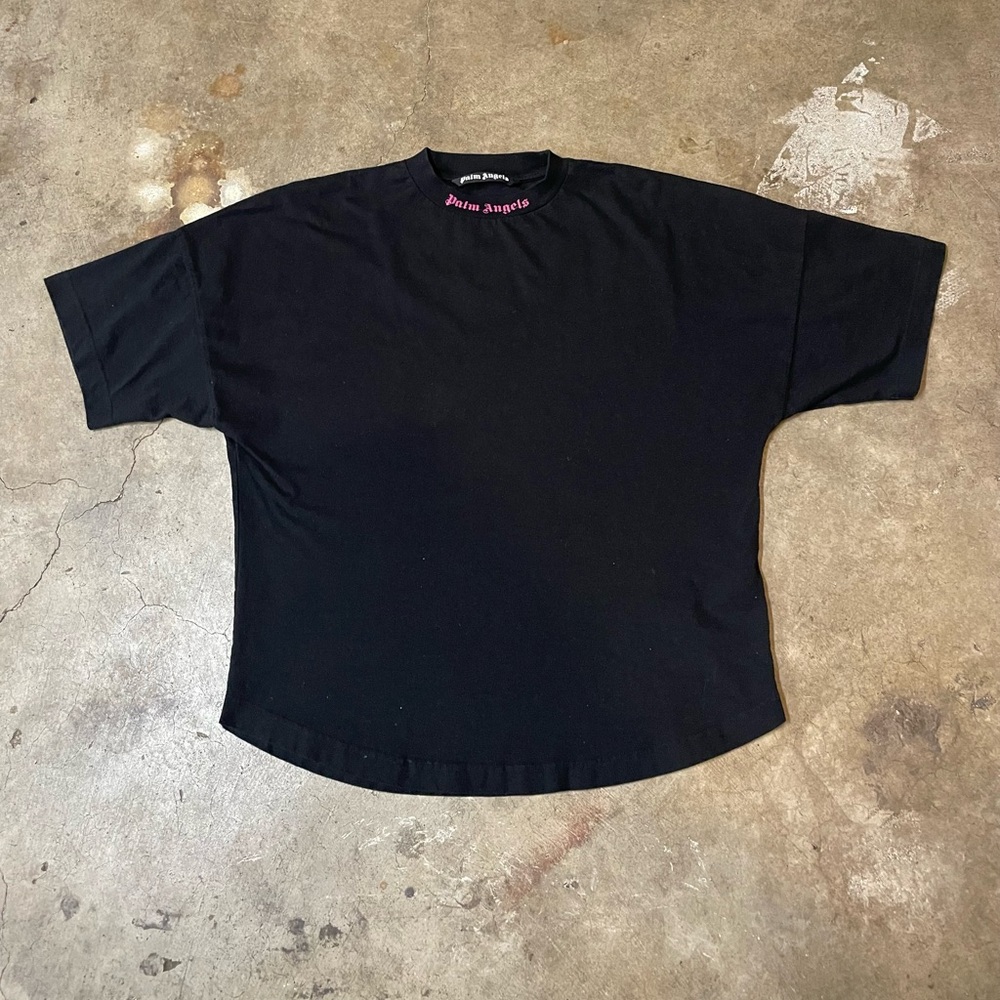 Palm Angels Doubled Logo Over Tee "Black/Fuschia"